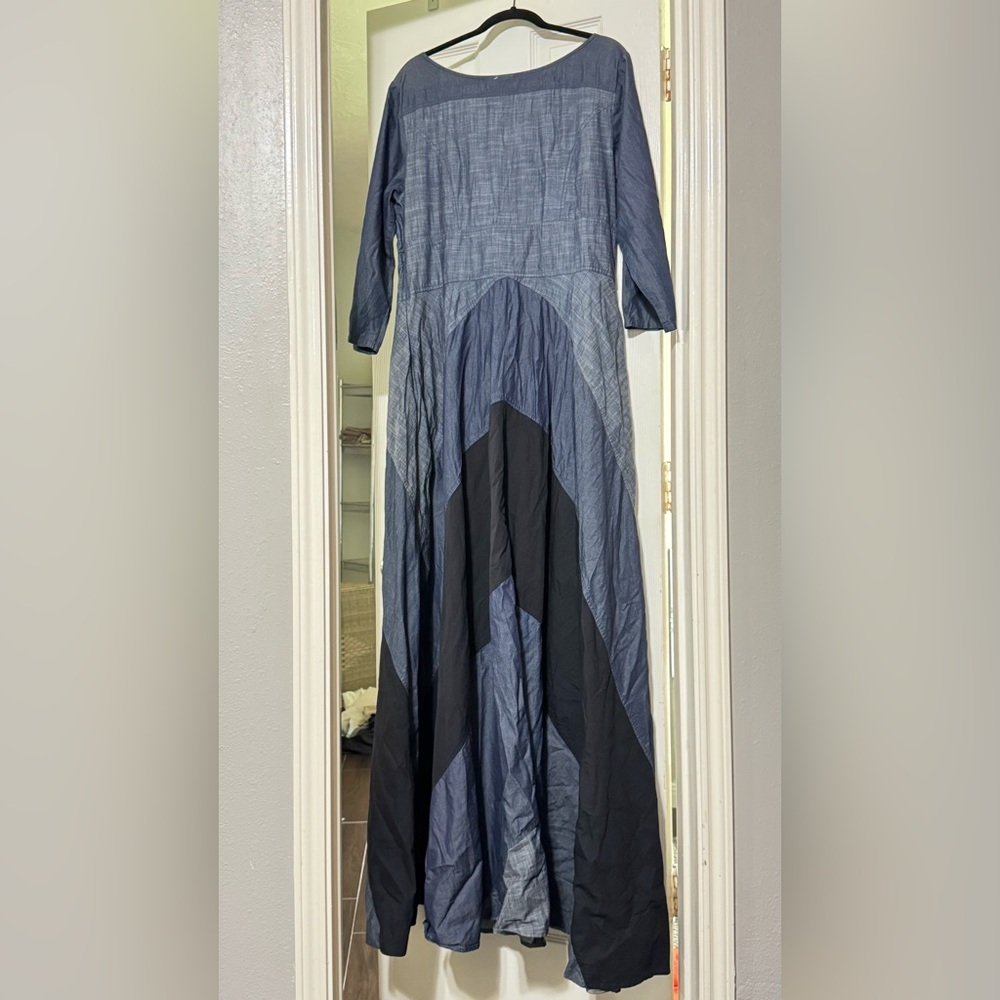 Elegant Blue and Black Women's Dress
